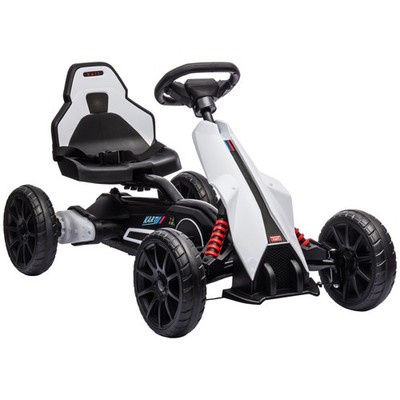 HOMCOM 12V Elektro Go Kart mit Vorwärtsrückwärtsgang 2 Geschwindigkeiten für 3-8 Jahre weiß