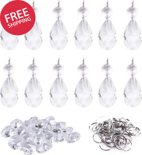 12Pcs38Mm Clear Crystal Teardrop Chandelier Prisms Parts Hanging Galss Crystal P