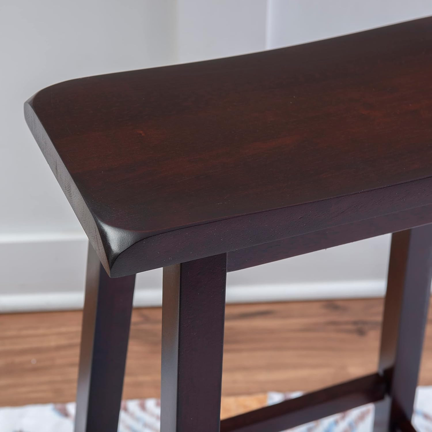 Home Saddle, Dark Brown Stool, 17" W X 11" D X 24" H