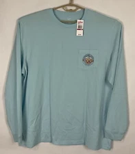 Vineyard Vines Mens 2XL T Shirt Long Sleeve Blue Hot Dog Pocket Tee 🐶🌭New