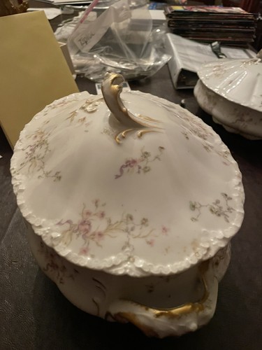 Antique Limoges Theodore Haviland Soup Tureen Scroll Handles. Beautiful! - Picture 2 of 8