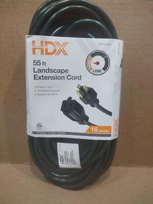 BRAND NEW!! HDX 55 ft. 16/3 Green Landscape Extension Cord Indoor Outdoor