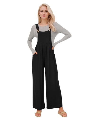 Salopette donna casual sciolta senza maniche gamba larga con tasche NUOVA - Foto 2 di 16
