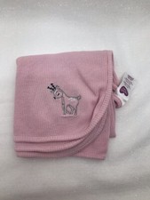 Parents Choice Pink Thermal Waffle Weave Reindeer Fawn Baby Blanket Cotton Lovey