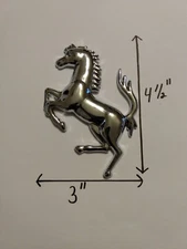 1 x Ferrari chrome metal prancing horse decal emblem Aprx 4 1/2 inches