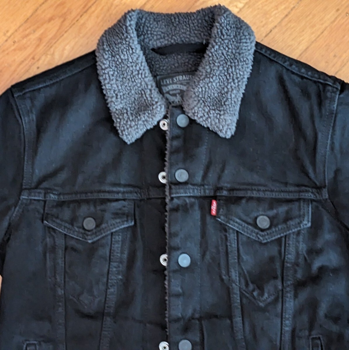 LEVI SHERPA TYPE 3 BLACK DENIM TRUCKER JACKET S FLEECE LINED | eBay