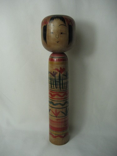Alte Kokeshi Japan Holz Puppe mit Signatur Asiatika Höhe 31,5 cm - Bild 3 von 9