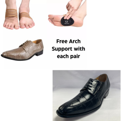 LIBERTYZENO Mens Manmade Leather CROCO Print Formal Mens Lace-Up Dress Shoes