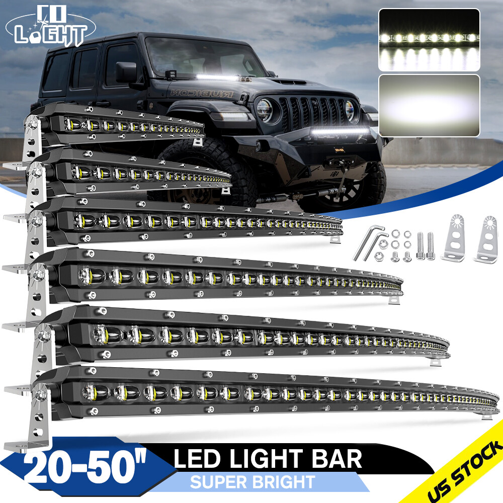 Curved 20 26 32 38 44 50&apos;&apos; LED Light Bar Spot forJeep Wrangler JK TJ CJ Offroad