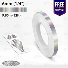HOLOGRAPHIC SILVER 1/4" PIN STRIPE Car Model Motorcycle TAPE Vinyl Sticker 6mm
