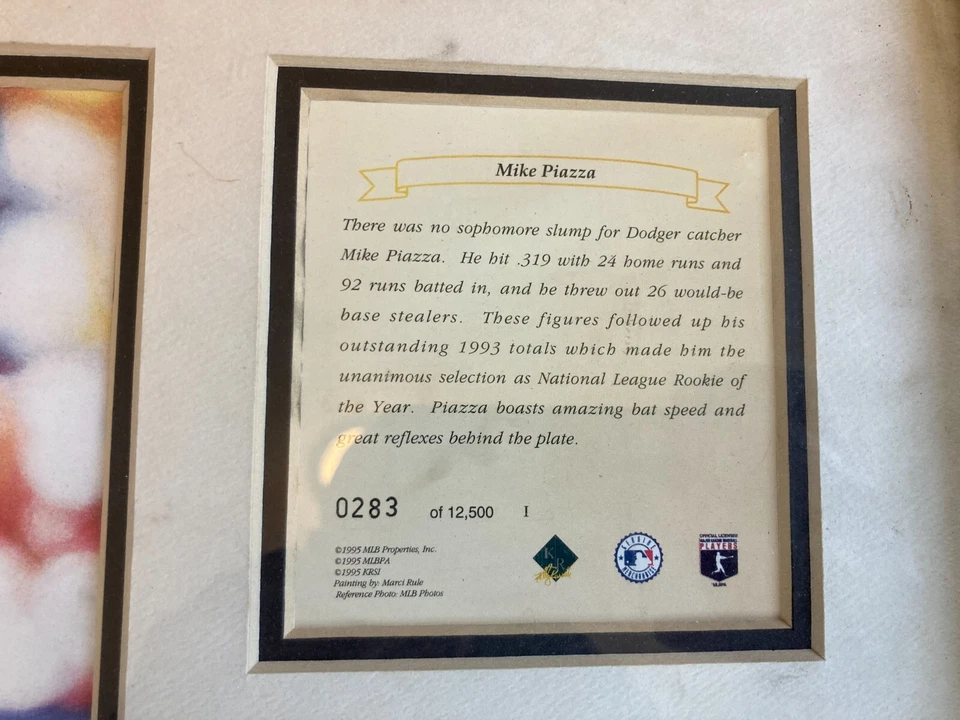 Bola de beisebol LA DODGERS MIKE PIAZZA 1995 11x14 estampada Kelly Russell - Imagem 3 de 4