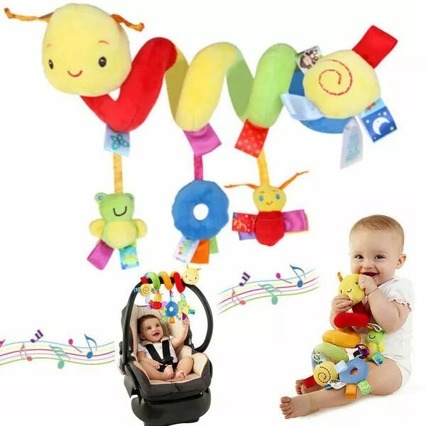 Baby Crib Cot Pram Hanging Rattles Spiral Stroller Seat Toy with