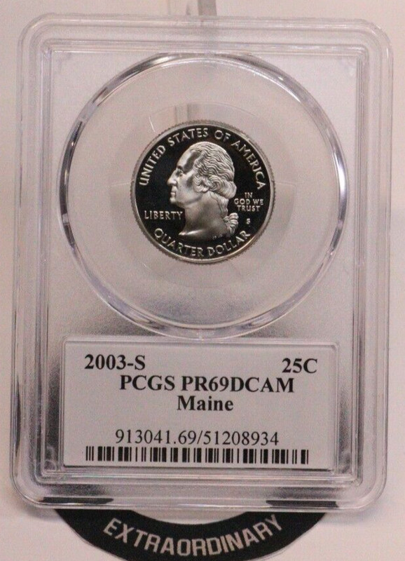 2003-S 25C Clad Maine State Quarter PCGS PR69DCAM GENUINE BEAUTIFUL COIN