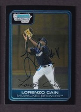 Lorenzo Cain 2006 Bowman Chrome Rookie BC 160 Beckett Authentic Autograph