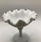 Vintage Westmoreland Milk Glass Diamond Cut Pedestal Candy Dish