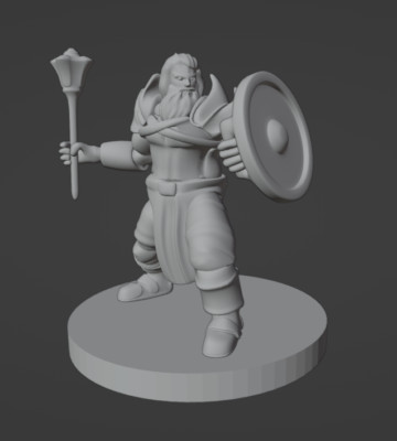 Dwarf Male Cleric of Battle with Mace 28mm Scale DND D&D Tabletop Miniature