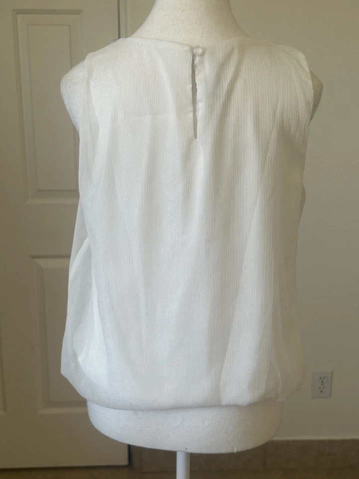 Iz Byer Womens Blouse Top Sleeveless Size Large White Jeweled Party - Image 4 of 4