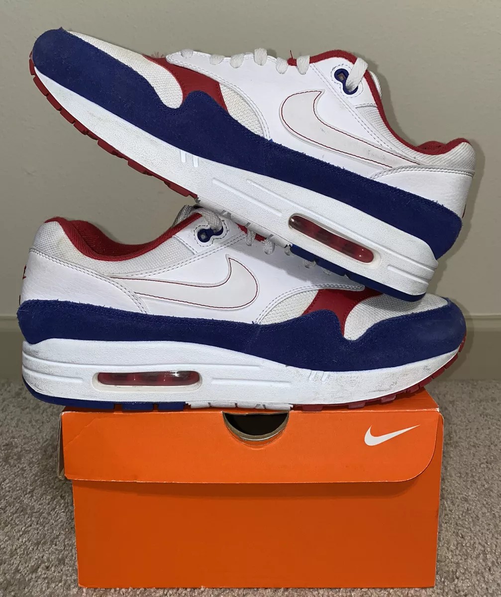 Air Max 1 One White Red Blue Deep Royal CJ9927-100 USA America 90 95 97 | eBay