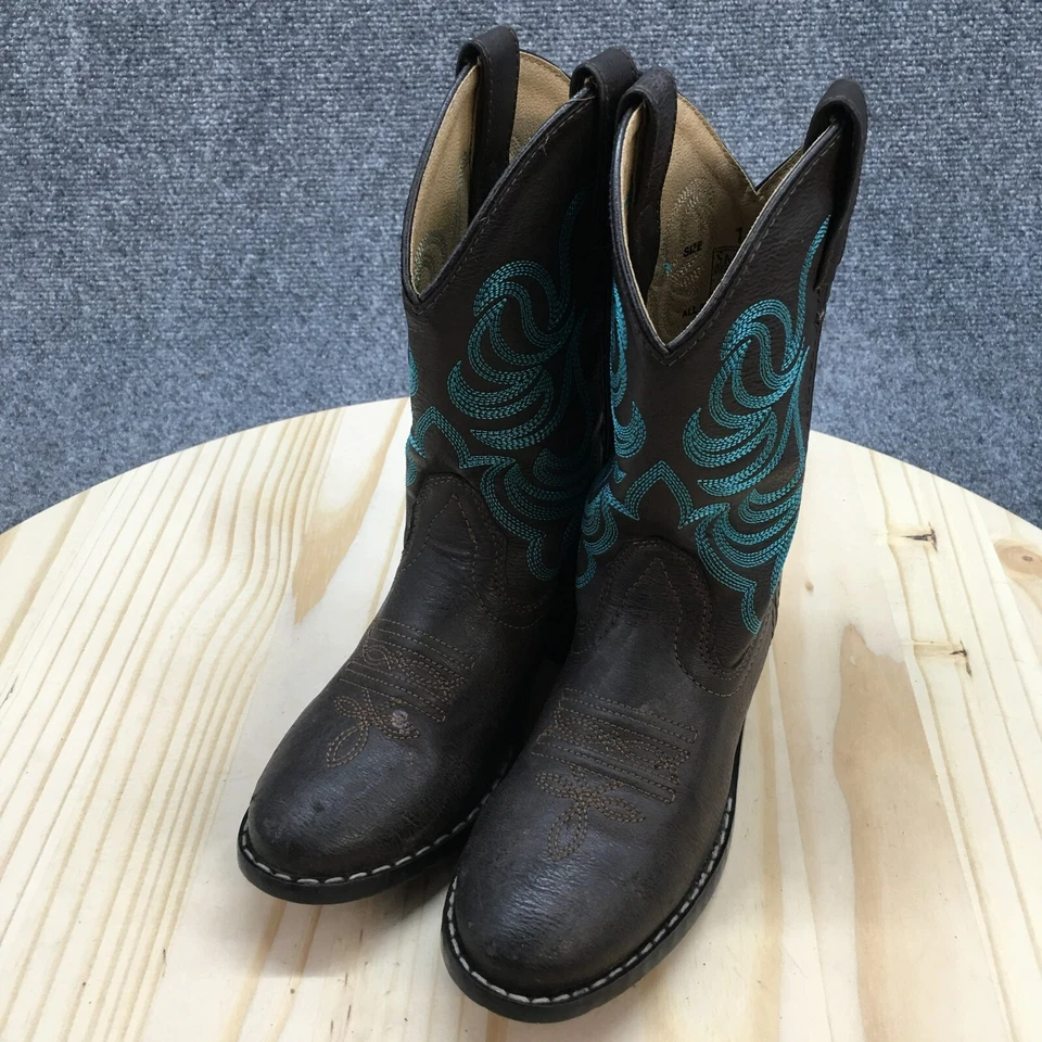 Botas de Vaquero Smoky Mountain Western Juveniles 1 Marrón Imitación Cuero Tirar de Tacones Foto 3 de 4