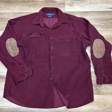 Vintage Ralph Lauren Corduroy Shirt Mens XL Benford Elbow Pads Polo Golf Burgund