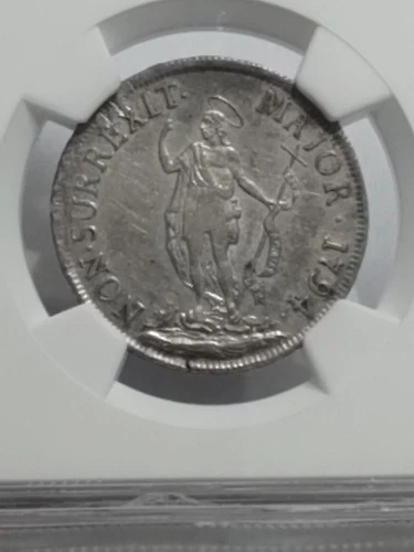 1794 GENOA ITALY ITALIAN STATES 2 LIRA ANTIQUE SILVER COIN AU DETAILS NGC RARE