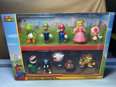 Super Mario Friends and Foes 10 Pack Action Figures 2.5'' Bowser Boo Bob-Omb