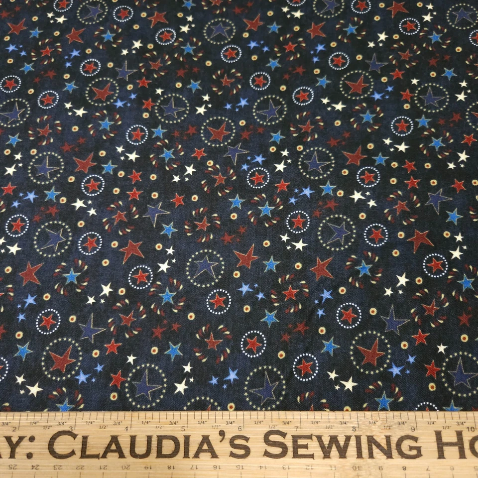 Stars & Stripes Forever BTY Dan Morris Quilting Treasures Rojo Azul Estrellas Azul Marino Foto 2 de 3