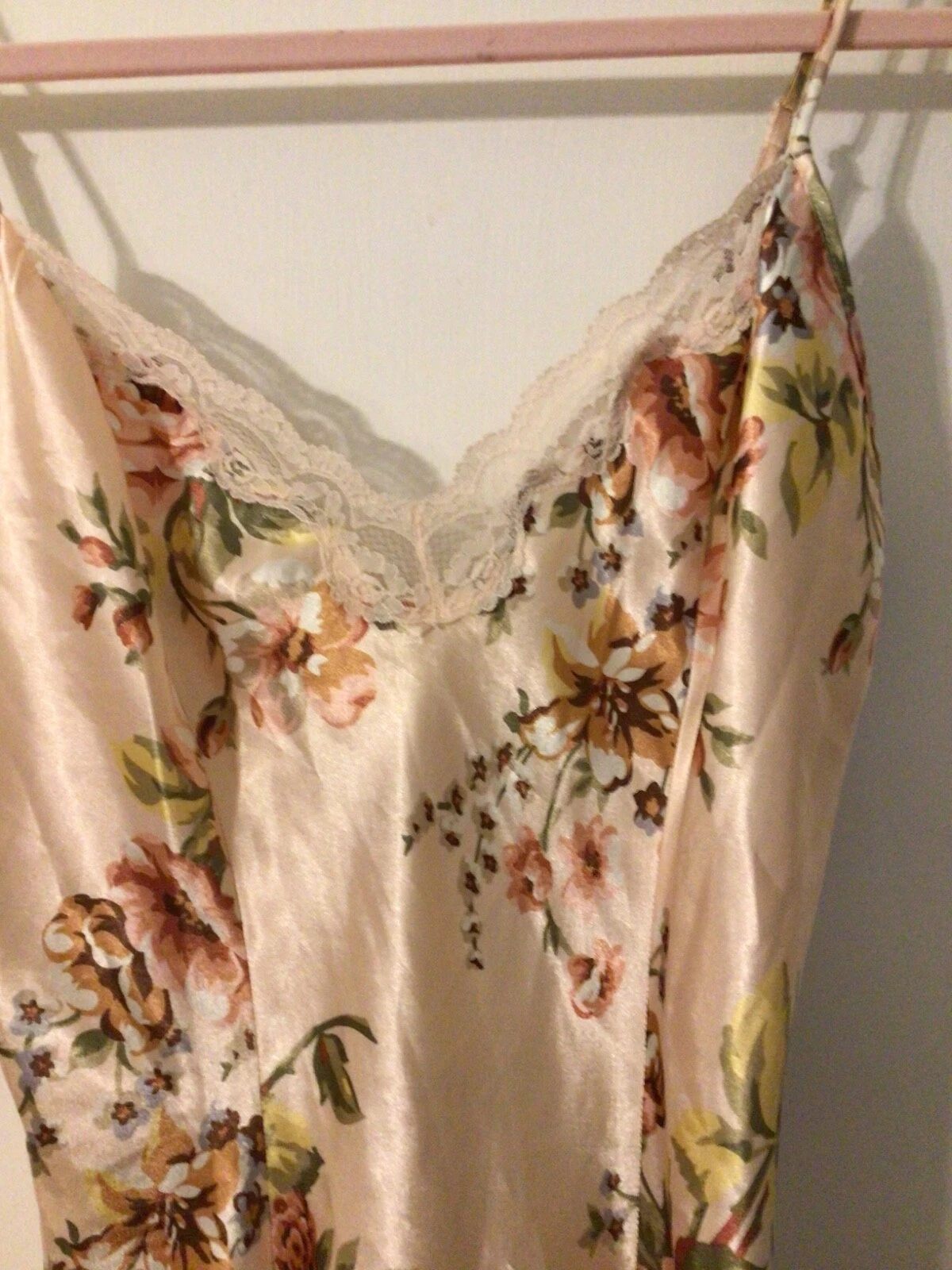 UNDERCOVER Camicia da notte donna Victoria's Secret anni 2000 seta sexy slip dress rosa floreale XS