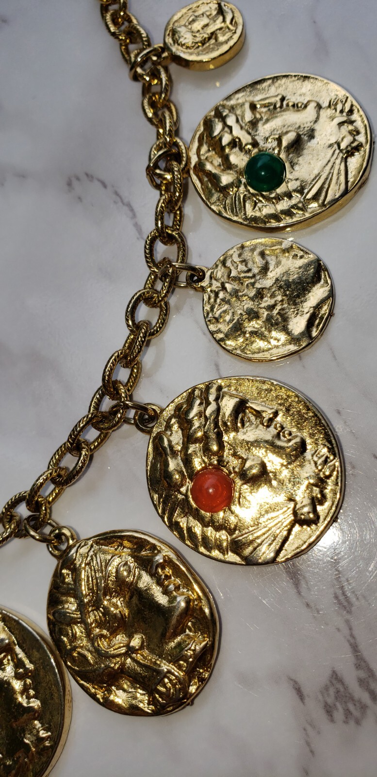 RARE VTG KENNETH JAY LANE GOLDTONE ROMAN CABOCHON… - image 12