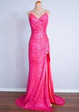 Fuchsia Pink Long Formal Prom Pageant Evening Wedding Gown Gala Dress XS 2