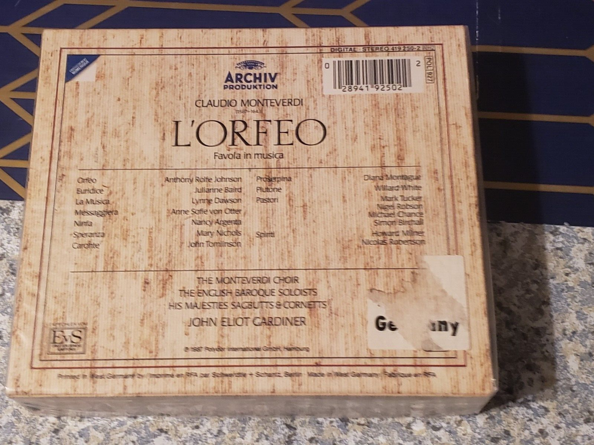 MONTEVERDI L'ORFEO - JOH ELIOT GARDNER - CD - 2 DISC SET - NEW