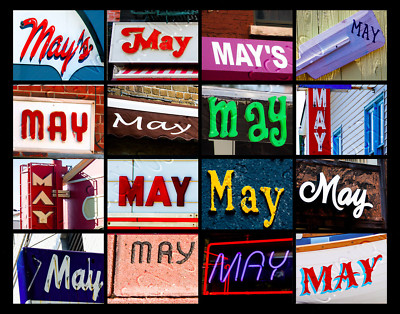 MAY Name Poster featuring photos of actual signs