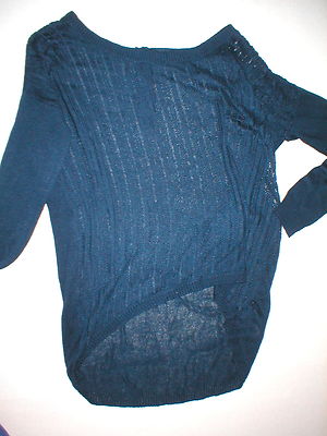 Womens New Womens Open Knit Sweater Dunnes 14 Navy Blue Linen Viscose St Bernard