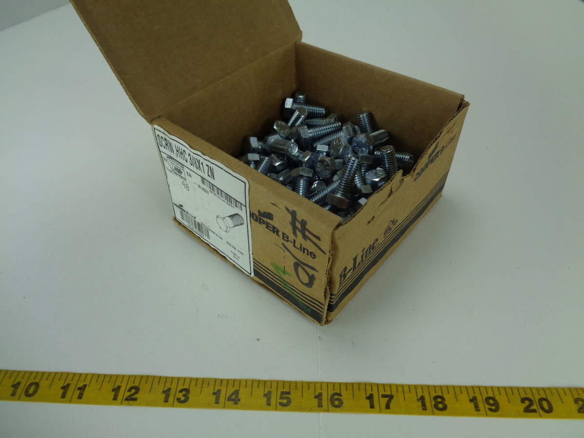 Box of 98 Cooper B-Line HHC 3/8X1 ZN Zinc Plated Bolt (Screw) FR