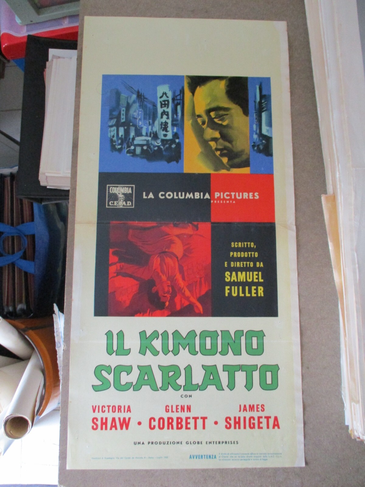 Locandina originale film Il kimono scarlatto (1959) - Regia di Samuel Fuller