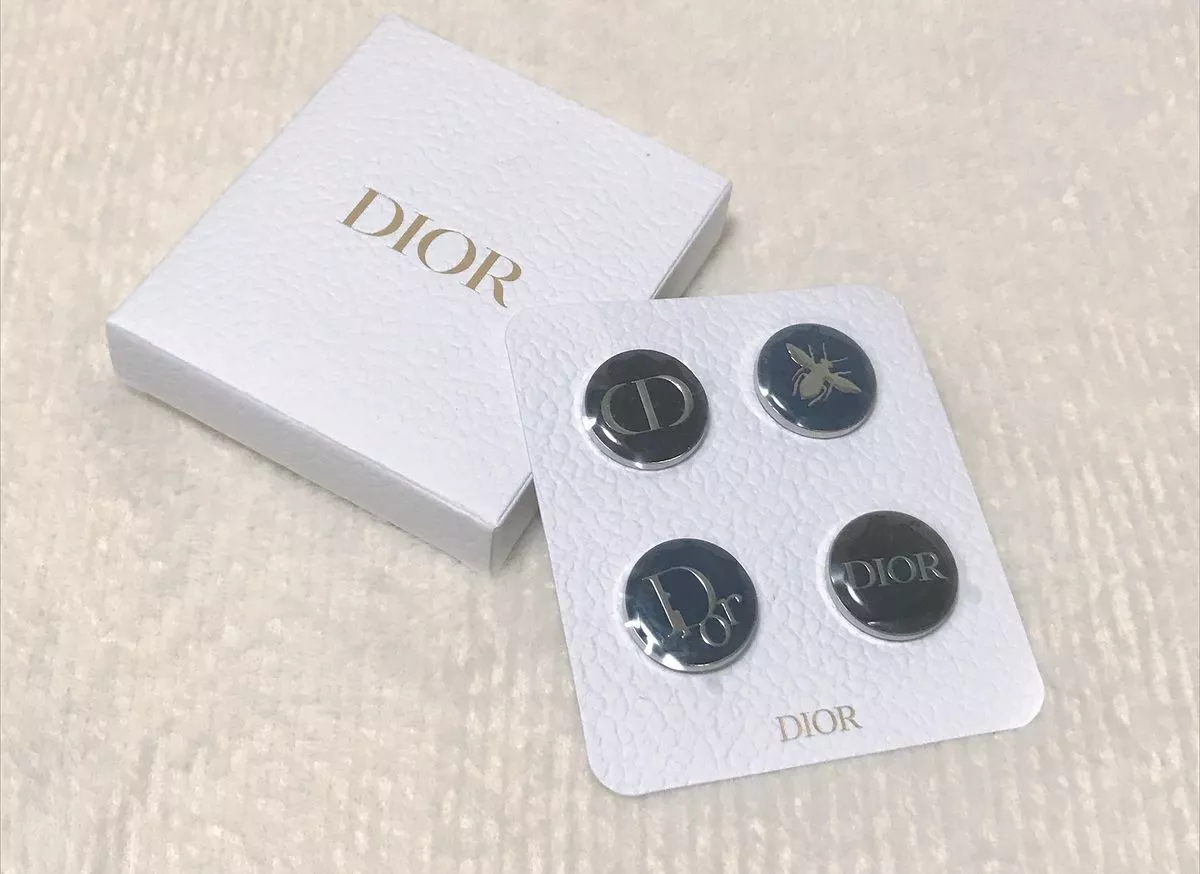 Christian Dior Pin Batch Brooch CD Bee Logo Black Navy Silver Novelty Limited