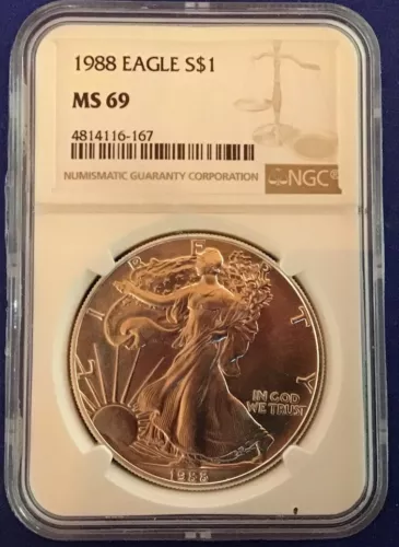 1988 EAGLE SILVER DOLLAR NGC MS69