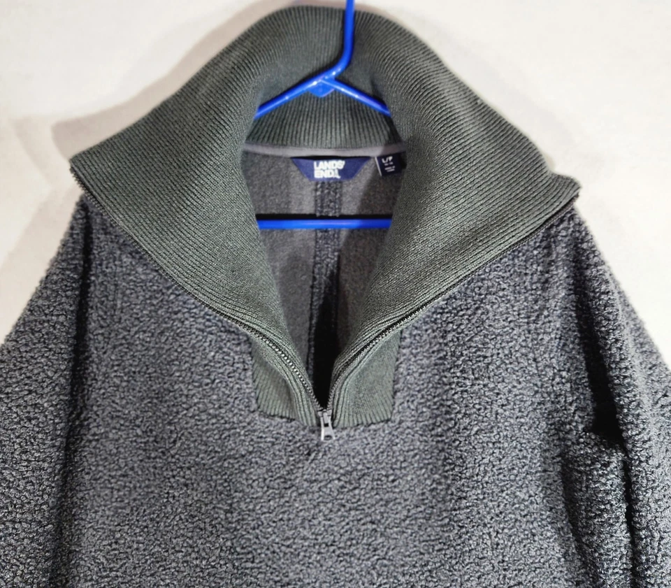 Pullover Lands End para mujer talla grande gris pequeño cálido informal acogedor bolsillo al aire libre Foto 4 de 4