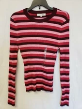 MSRP $39 Hooked Up Womens Sweater Pink Stripe Size L