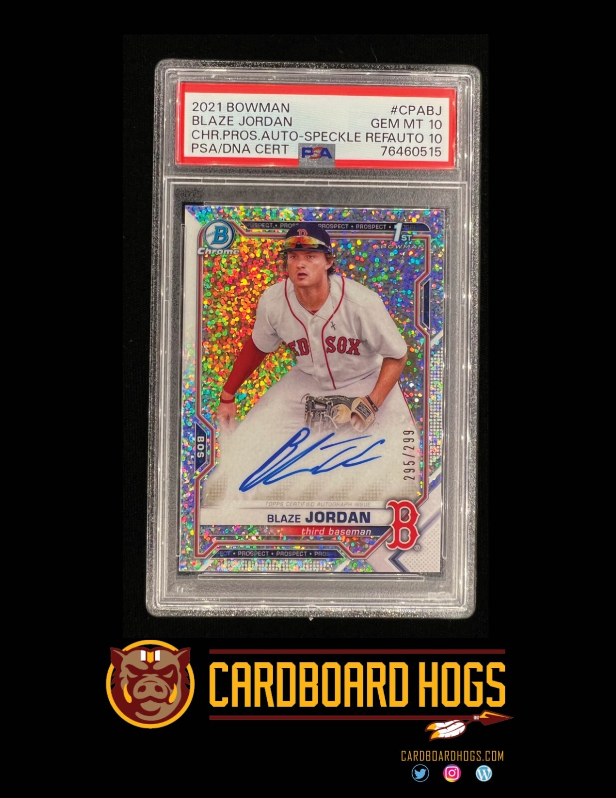 2021 Bowman Chrome Prospects Blaze Jordan Auto Speckle Refractor PSA 10 295/299