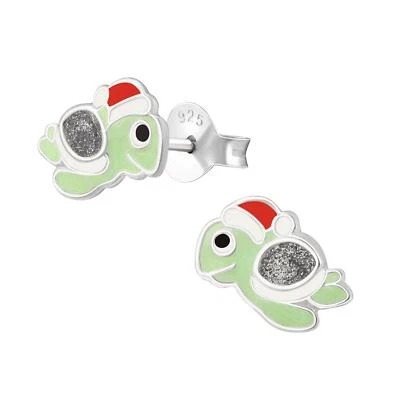 Schildkröte Kinder Ohrringe 925 Silber für Mädchen Ohrstecker Schmuck Geschenk - Bild 1 von 4