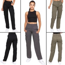 Enzo Womens Cargo Jeans Casual Cotton Straight Leg Denim Pants UK Size S-XL