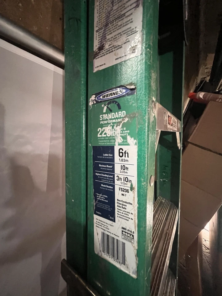 Werner 6 英尺铝/玻璃纤维重型阶梯型号 # FS206 — 第 2/2 张图片