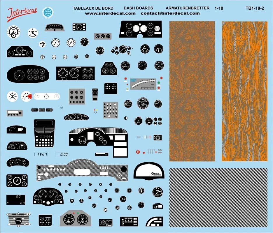 Tableaux de bords 02 1/18 Décalcomanies 190x150mm INTERDECAL - Photo 1/1