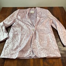Mango MNG Lilac Polka Dot Jacquard Blazer Lavender Single Button Jacket Large