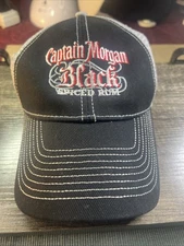 Captain Morgan Black Spiced Rum Black & Silver Ball Cap / Hat OSFA Adult Size