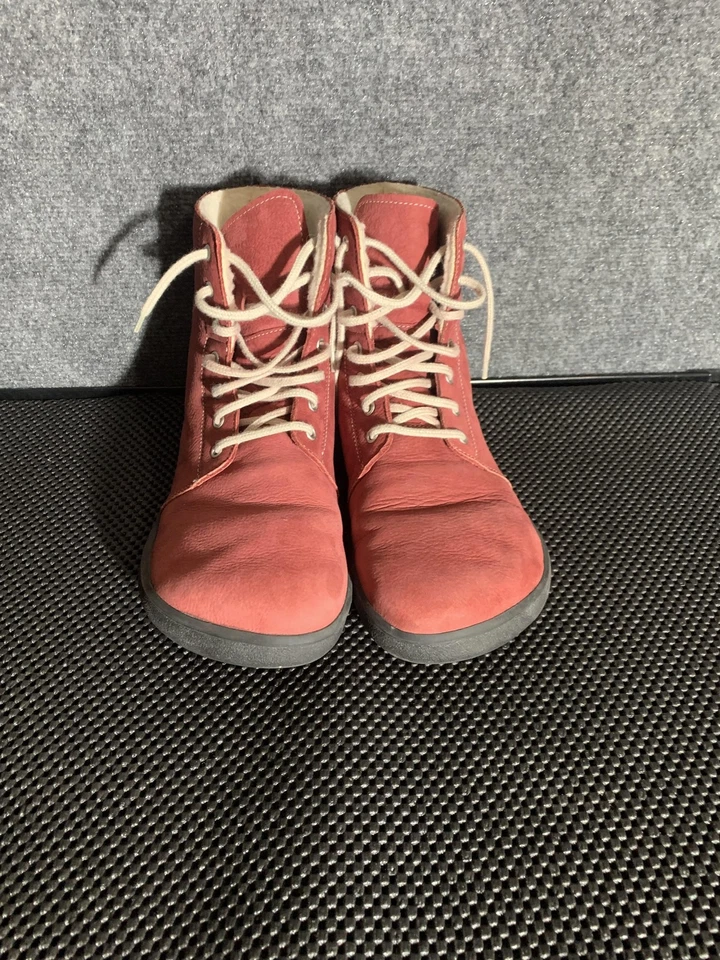 Be Lenka Boots Womens Size 10 41 Red Leather Barefoot Minimalist Fleece Lined - Image 3 of 4