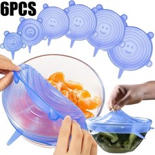 6pcs Reusable Silicone Stretch Lids Durable Food Storage Covers for Bowls