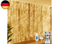 Hxweiye 300LED Lichtervorhang 3Mx3M Usb, Fernbedienung, 8 Modi & Timer