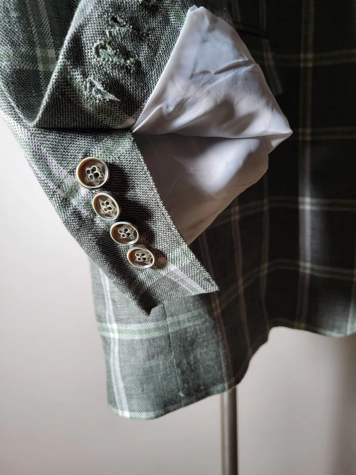 Nuevo Inserch 4XL 52R Ventana Lúpulo LINO Verde Blazer Chaqueta Deportiva Abrigo Foto 4 de 4